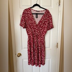 Floral Red Mini Dress